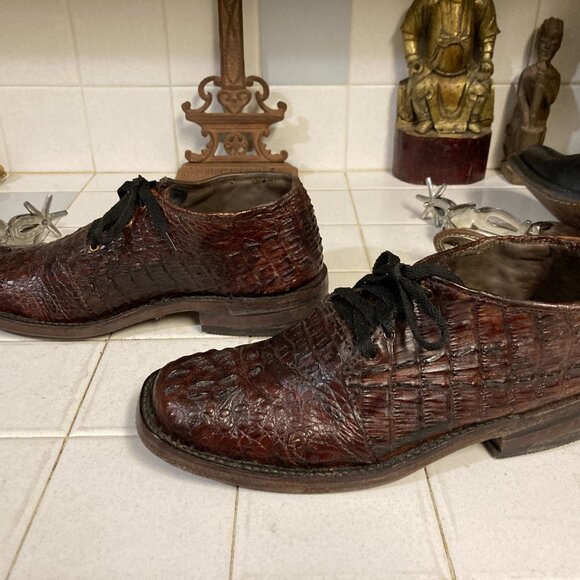 HAND CRAFTED BROWN ALLIGATOR SHOES 11.5 EE main image 13